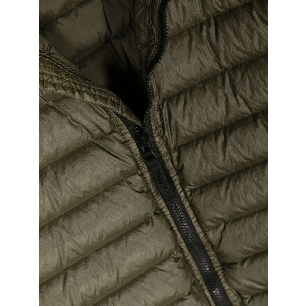 Stone Island Compass-patch Hooded Padded Jacket In Green
