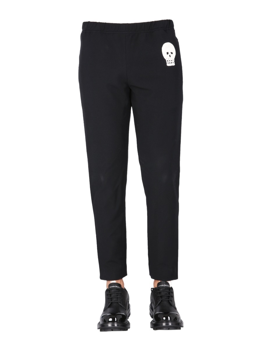 Alexander Mcqueen Skull-patch Slim-fit Track Pants In Black