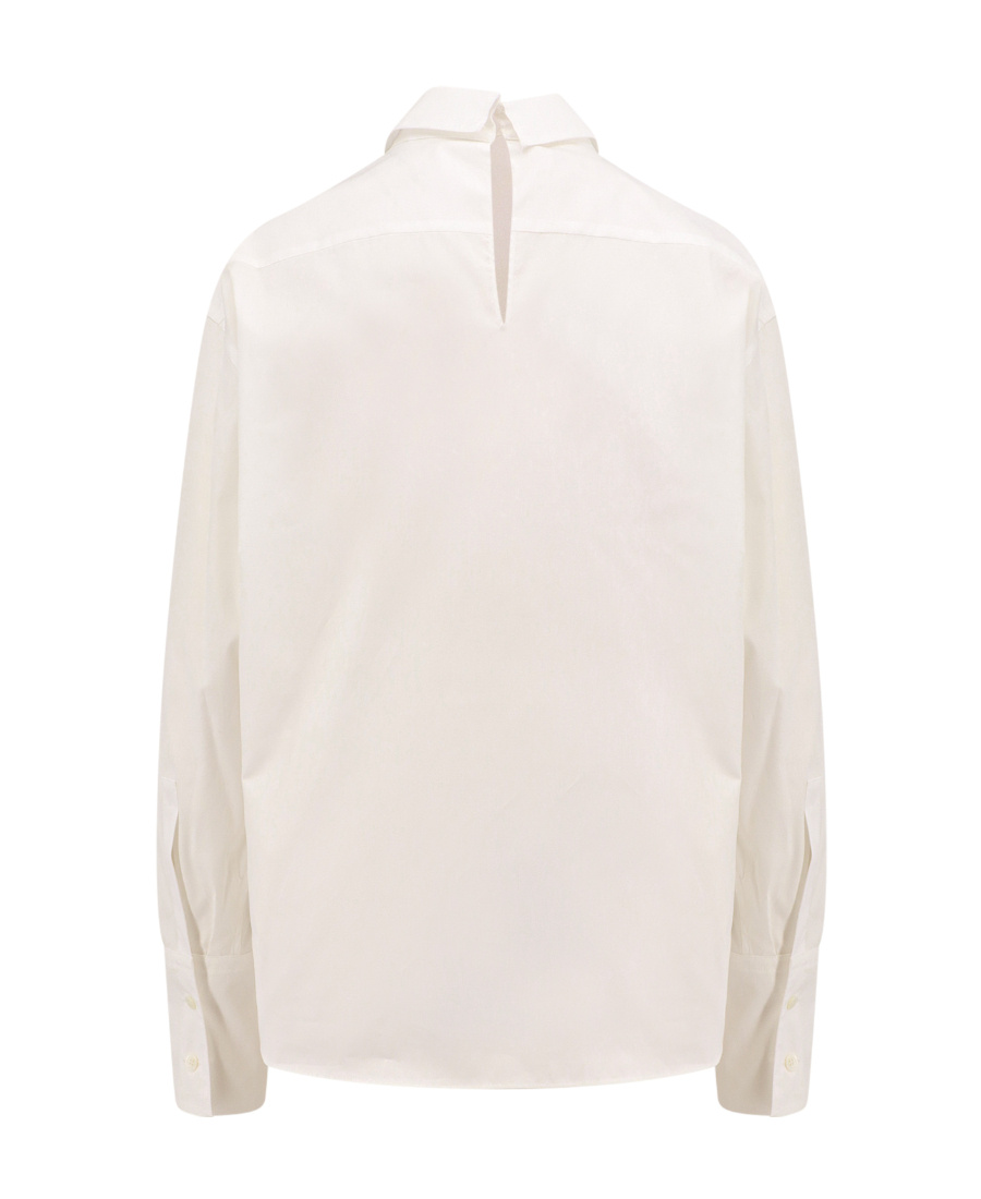 Marni White Bio Poplin Shirt With Ruffles In White
