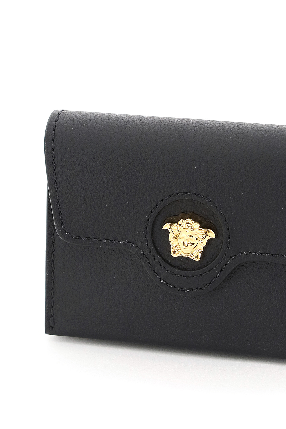Versace Medusa Leather Card Case In Black