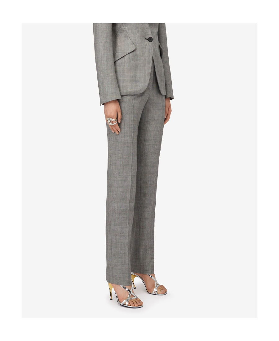 Alexander Mcqueen Karierte Hose Mit Hohem Bund In Gray