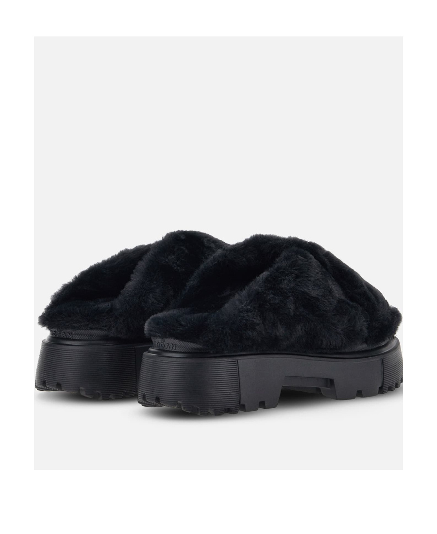 Hogan Open Toe Slip On Sandals In Black