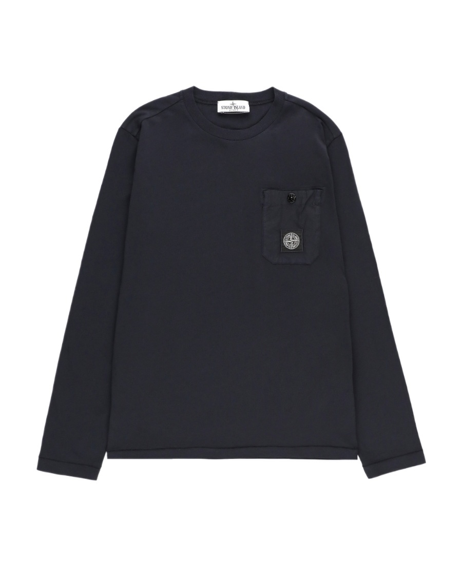 Stone Island Logo Patch Long-sleeved T-shirt In Blue
