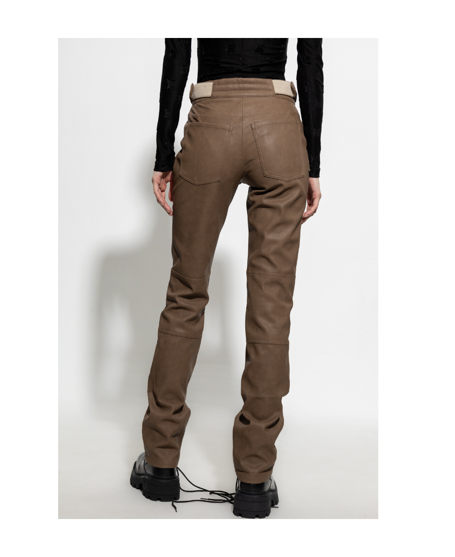 Misbhv Leather-effect Cargo Trousers In Green