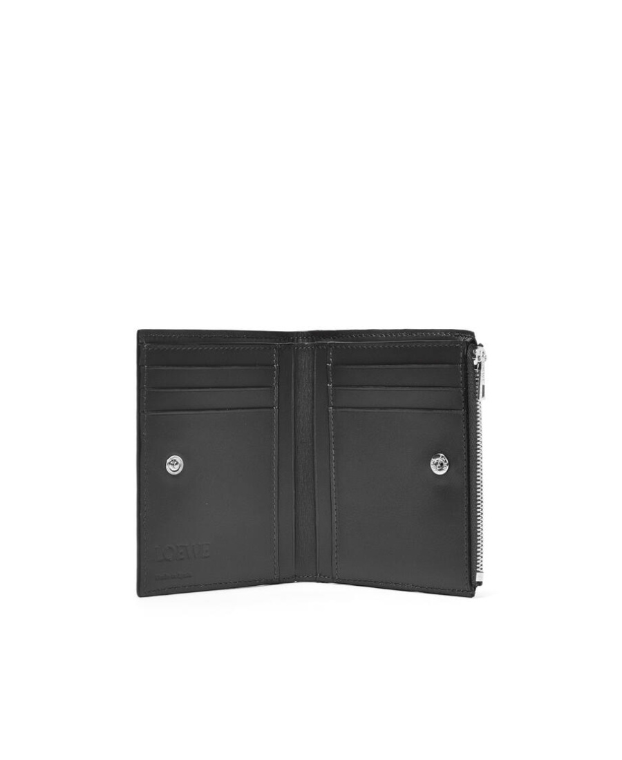 Loewe Compact Wallet In Soft Grained Calfskin In Black