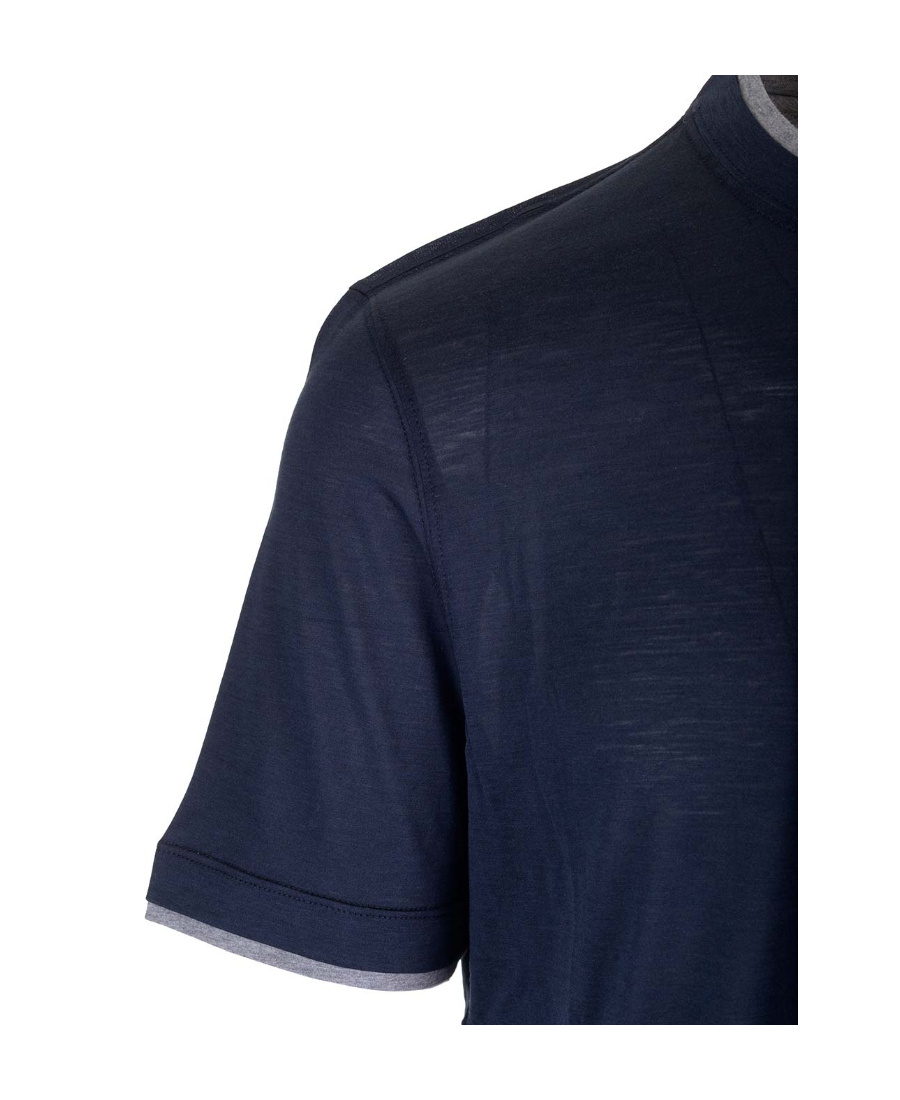 Brunello Cucinelli Double Layer Crewneck T-shirt In Blue