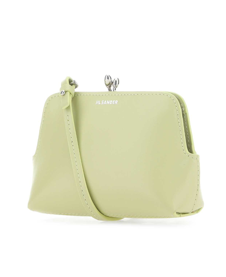 Jil Sander Pastel Green Leather Micro Goji Crossbody Bag In Green