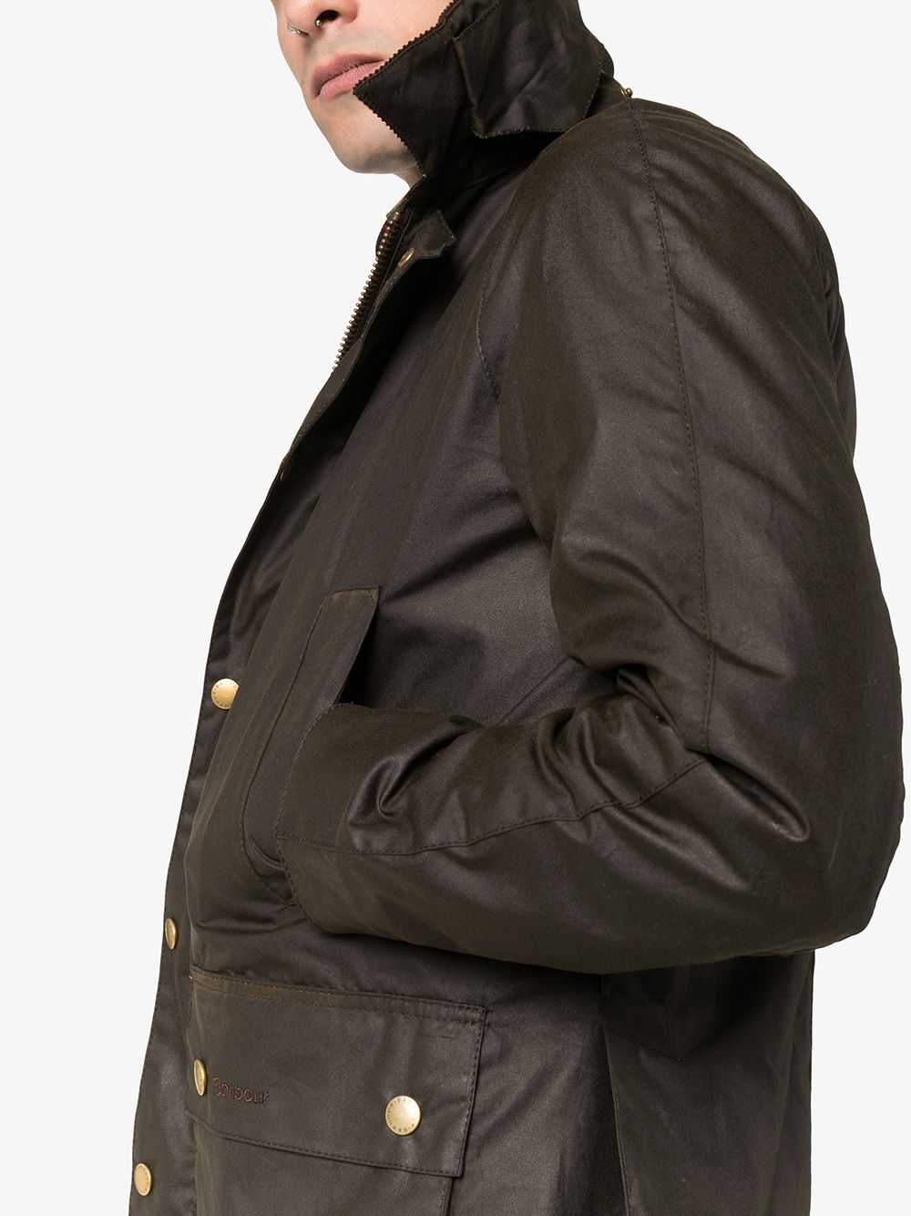Barbour Ashby Corduroy Collar Water Resistant Waxed Cotton Jacket In Brown