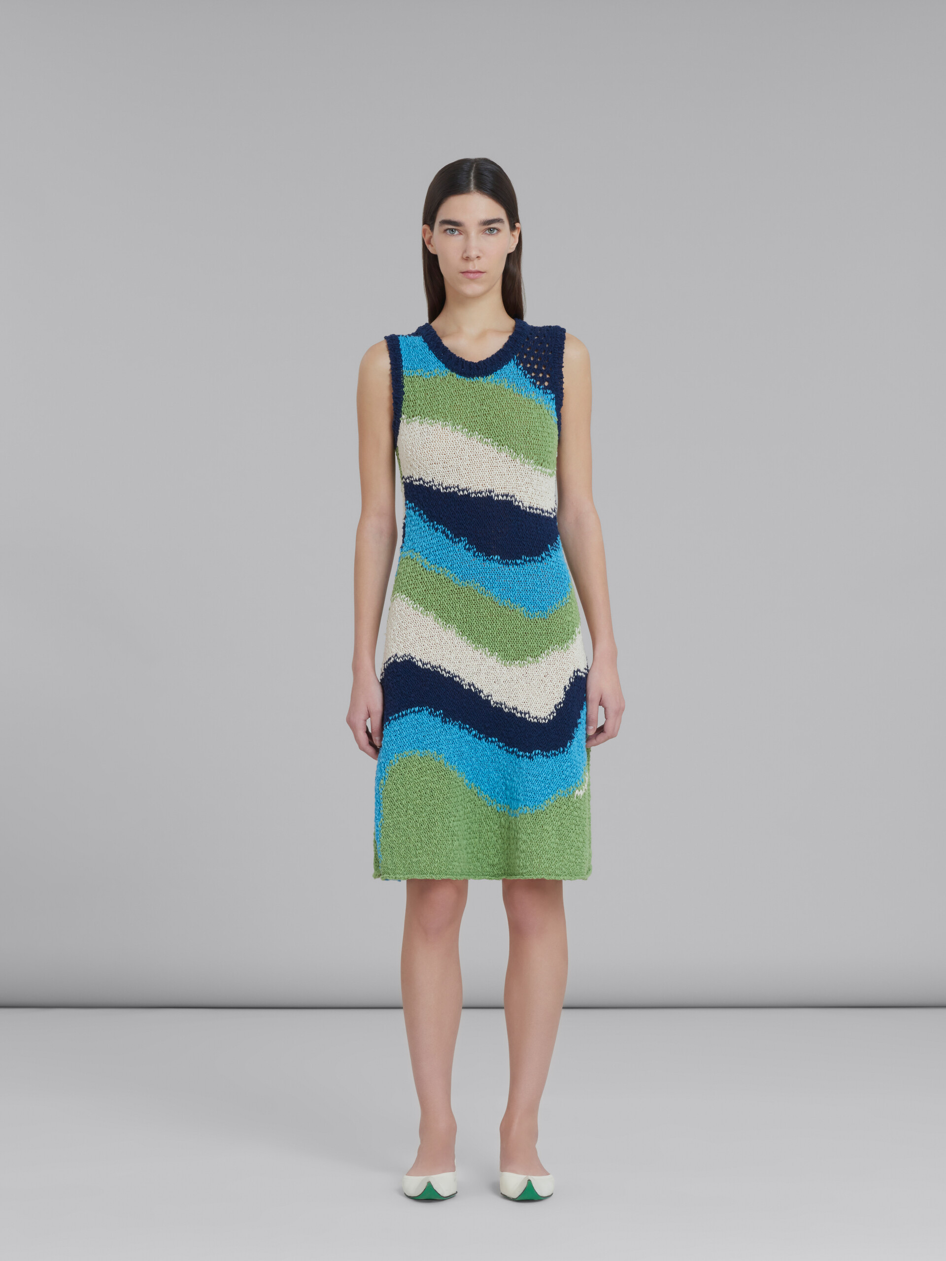 Marni Sleeveless Knitted Dress In Green