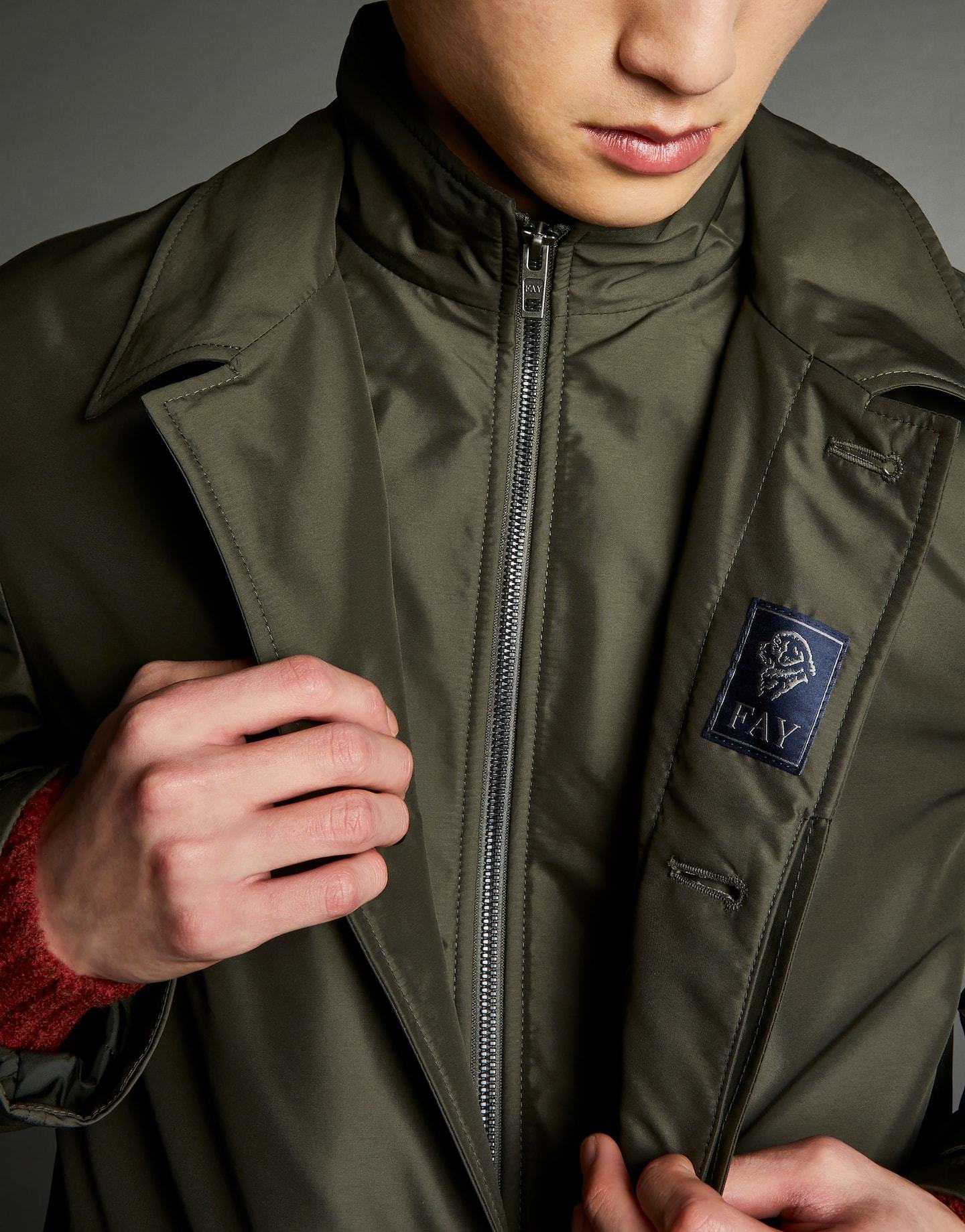 Fay High-neck Zip-fastening Parka Coat In Black