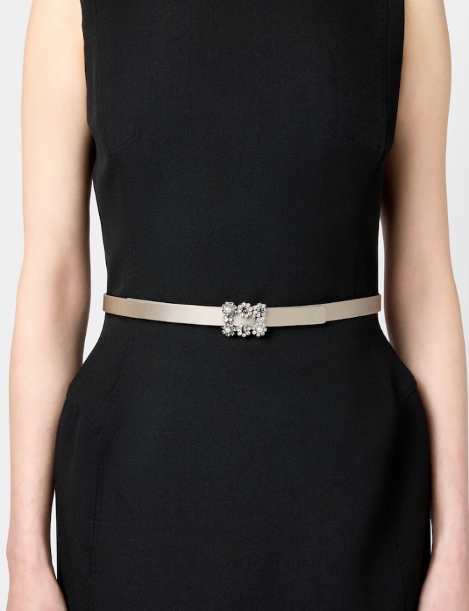 Roger Vivier Efflorescence Belt In Satin In Neutral