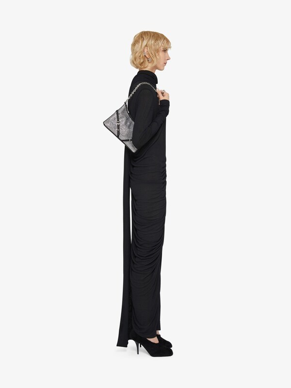 Givenchy Voyou Party Bag In Black Satin With Rhinestones In Black