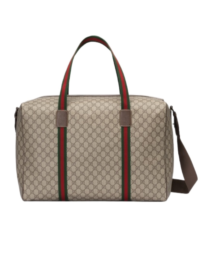 Gucci Large Duffle Bag With Web In Nude