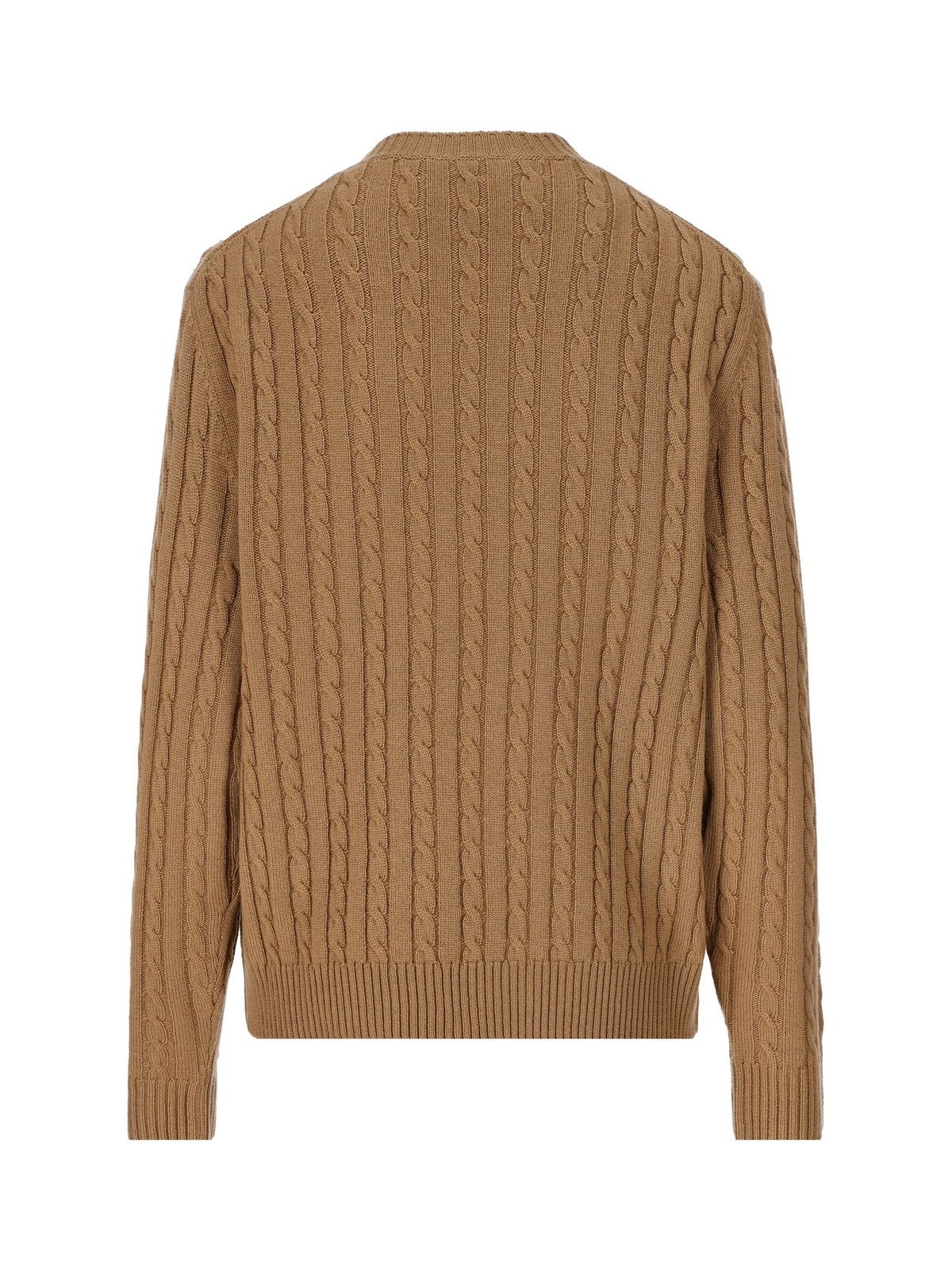Prada Textured Cable Knit Sweater In Brown