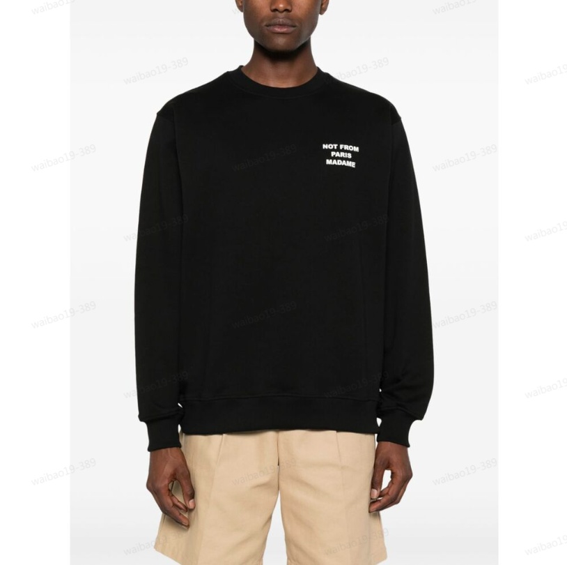 Drôle De Monsieur Black Sweatshirt With Bold Slogan And Elastic Hems In Black