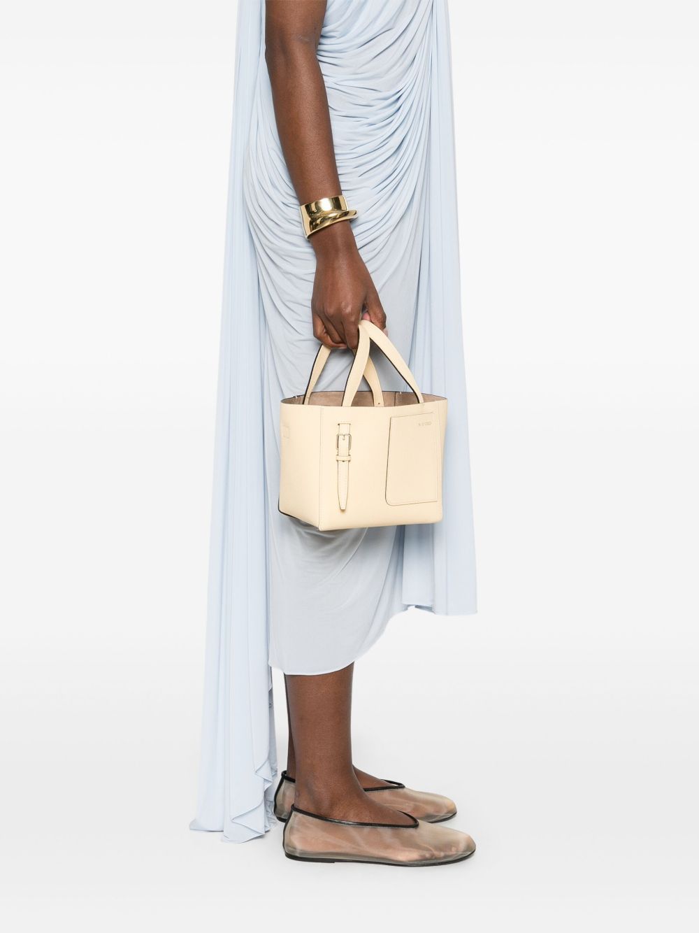 Valextra Micro Bucket Tote Bag With Adjustable Handles In Nude