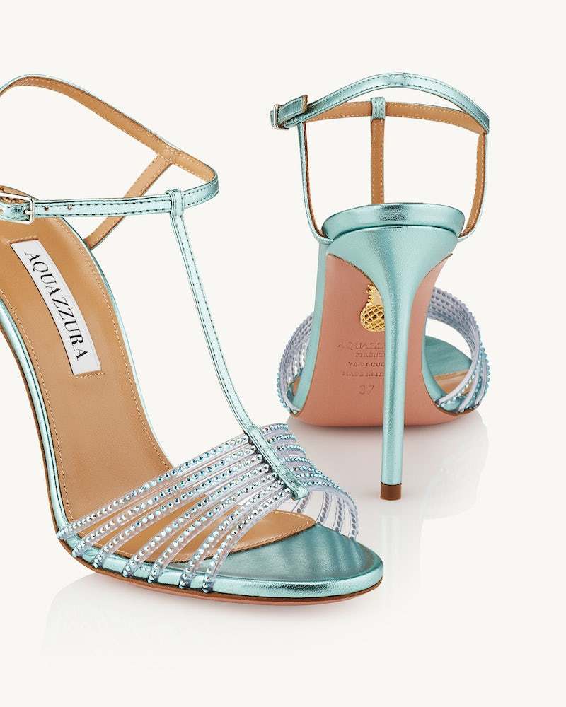 Aquazzura Amore Mio 105 Crystal-embellished Sandals In Blue