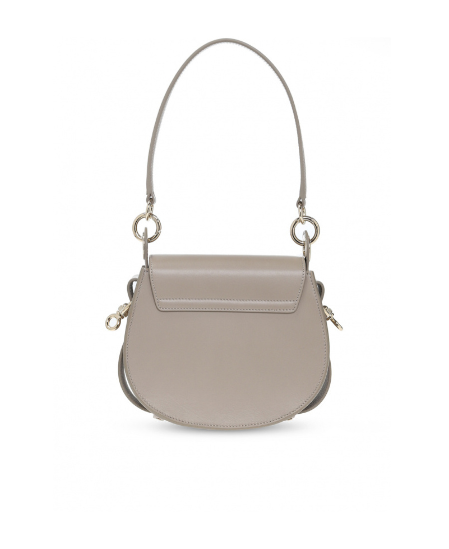 Chloé Small Tess Bag In Shiny Leather And Suede Grey In Gray