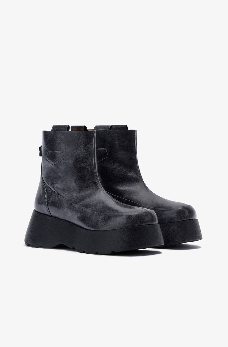 Ganni Kat Low Boots In Dark Grey In Black