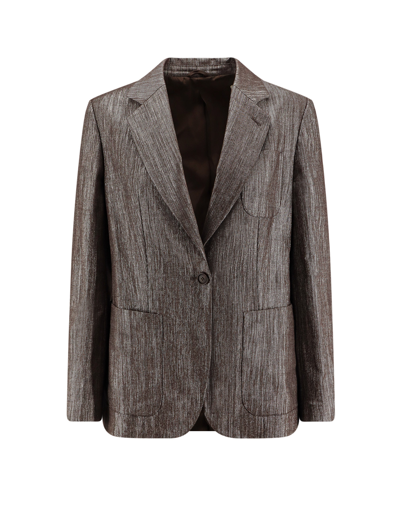 Brunello Cucinelli Single-breasted Lurex Fabric Blazer In Gray