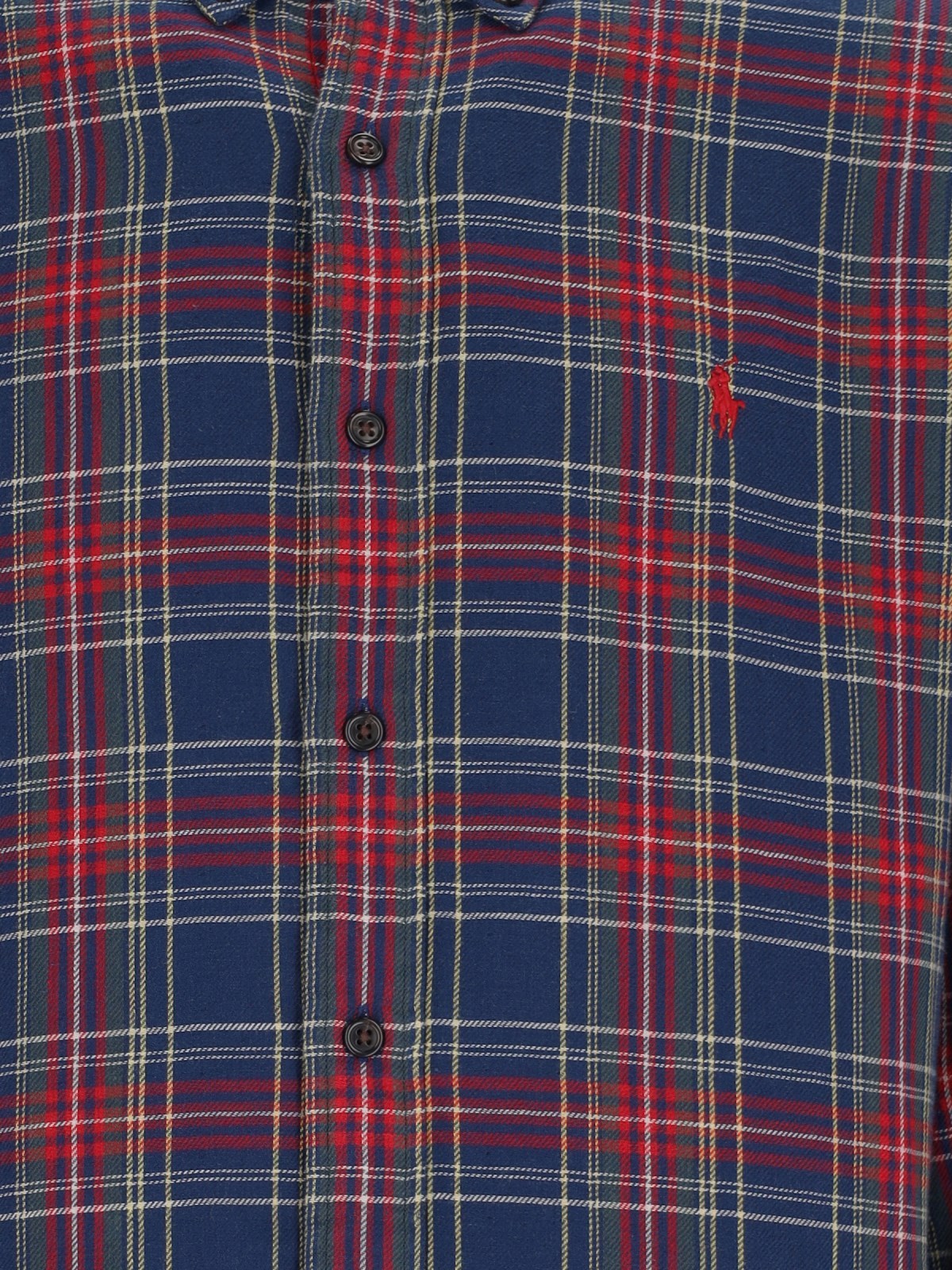 Polo Ralph Lauren Collared Cuffed Plaid Shirt In Black