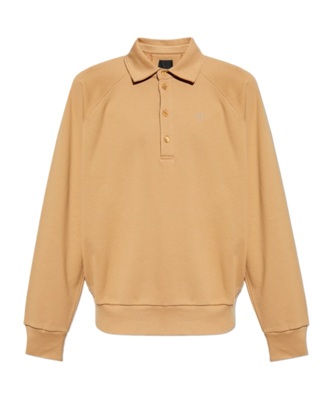 Givenchy Logo-embroidered Polo Sweatshirt In Nude