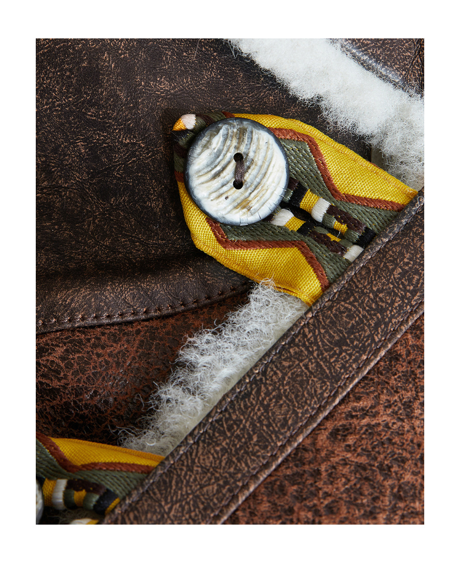 Etro Gina Embroidered Shearling Jacket In Brown