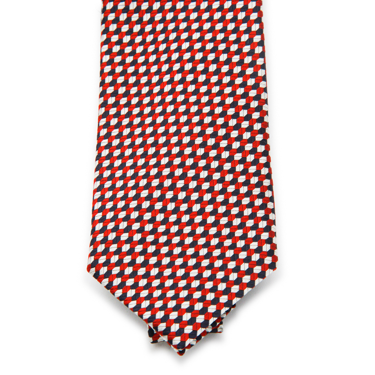 Zegna Geometric Silk Tie Pointed Tip In Red