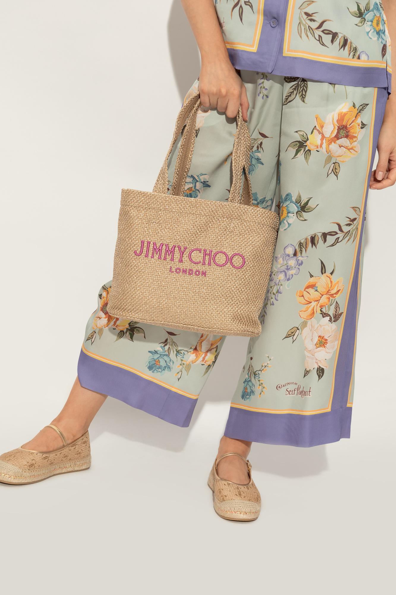 Jimmy Choo Logo Shoulder Bag In Nude