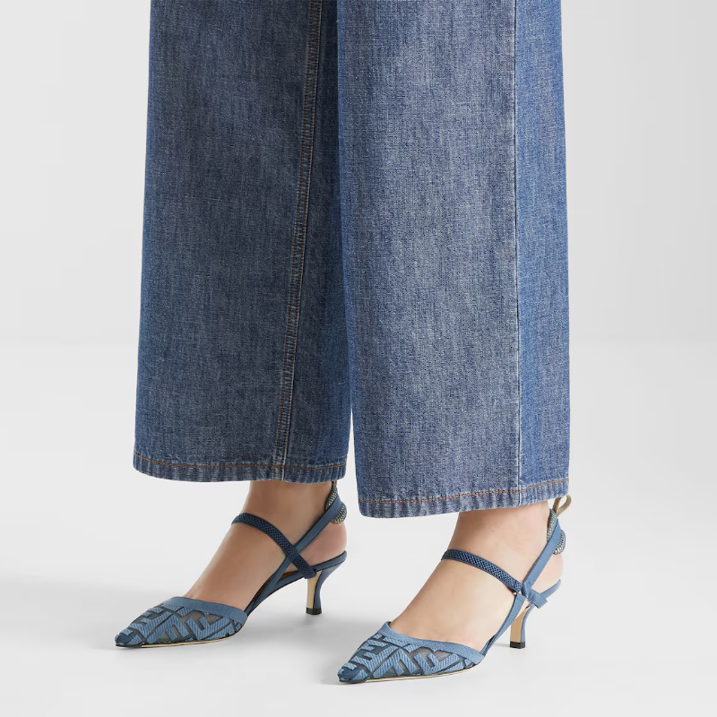 Fendi Mesh Slingbacks In Multi
