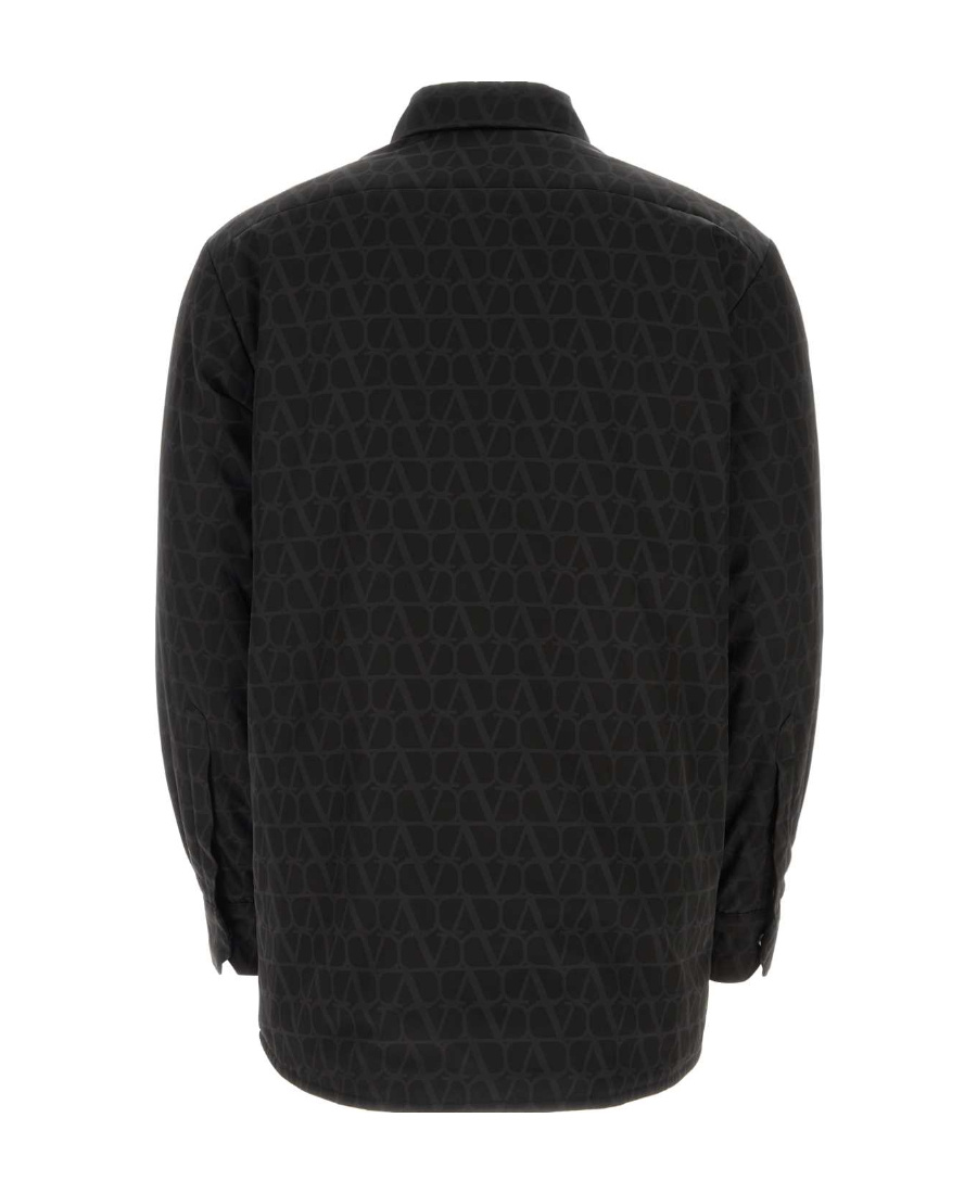 Valentino Monogram-jacquard Cotton Shirt In Black