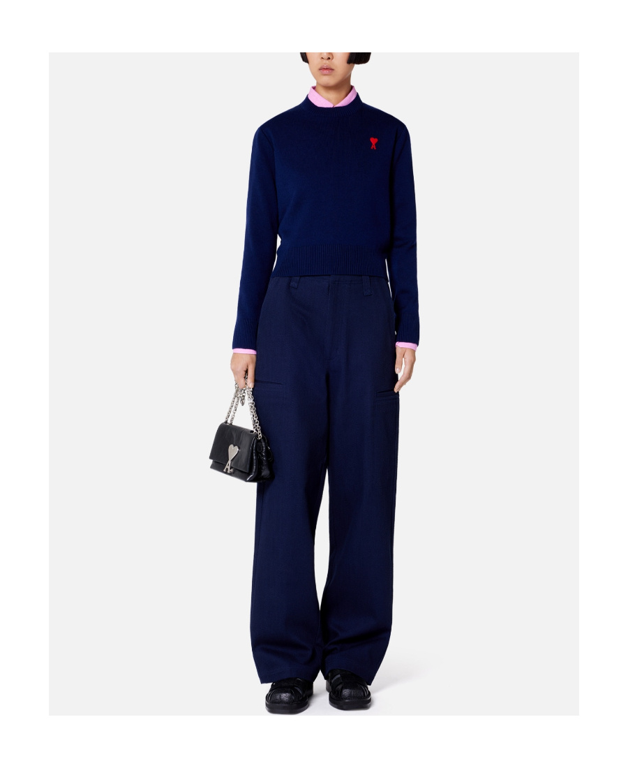 Ami Alexandre Mattiussi Cotton Wide-leg Trousers In Black