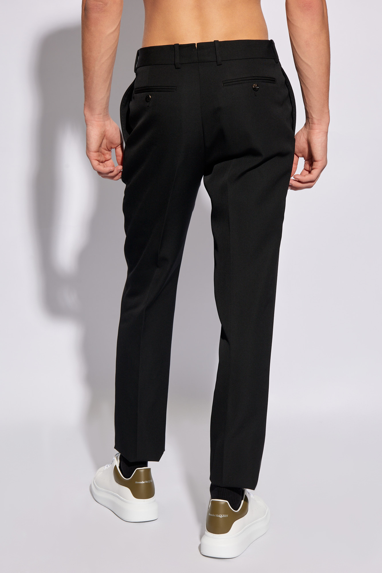 Alexander Mcqueen Black Wool Trousers In Black