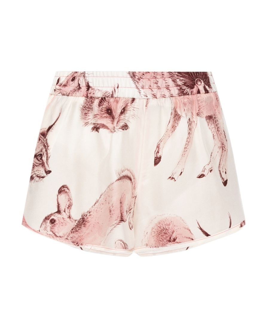 Stella Mccartney Silk Satin Animal Print Shorts In Pink