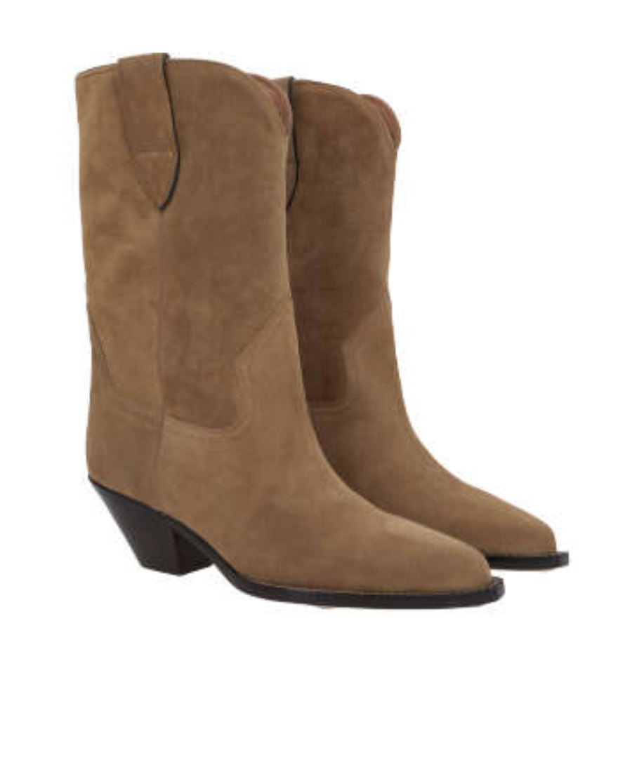 Isabel Marant Duerto Embroidered Suede Cowboy Boots In Brown