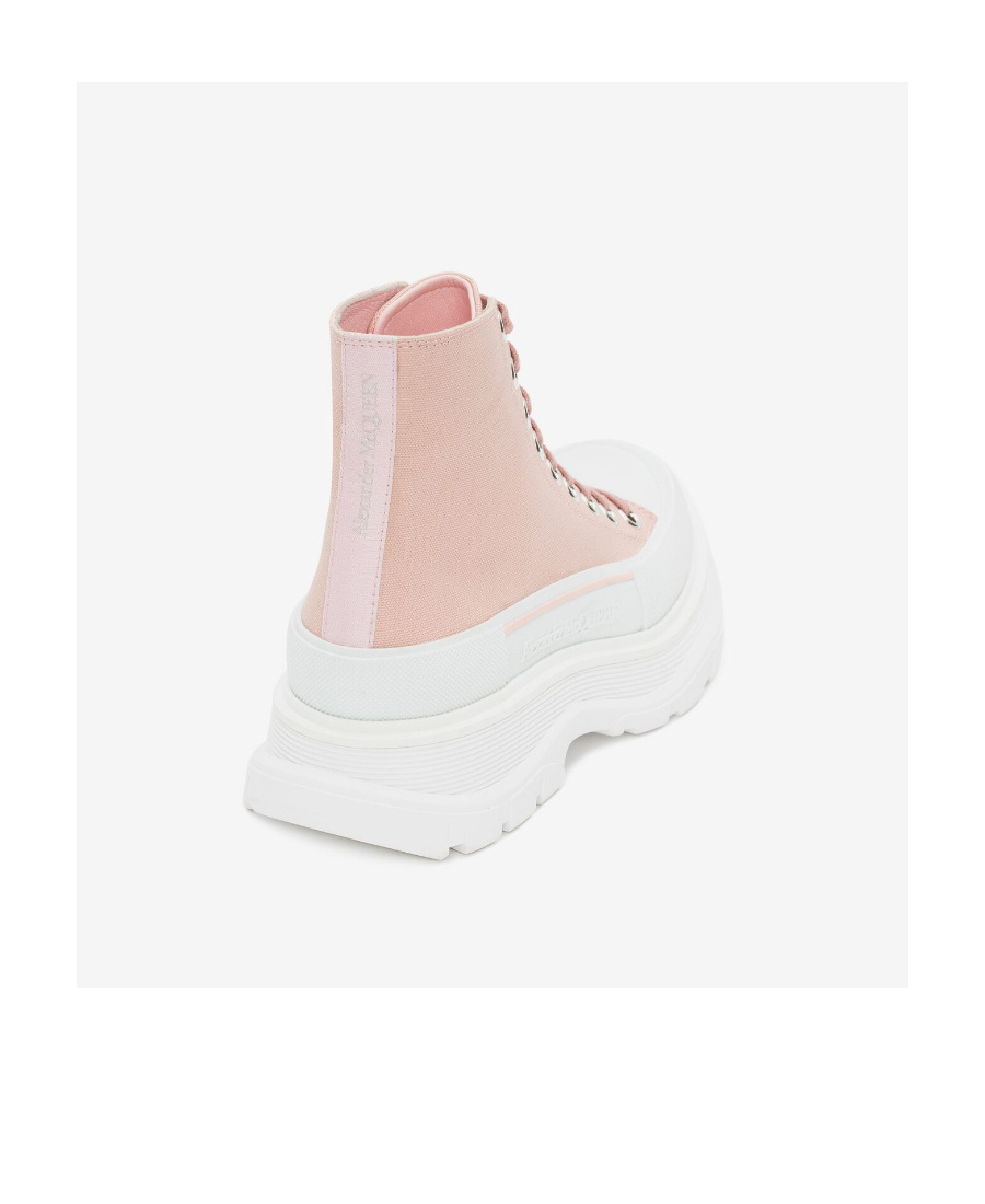 Alexander Mcqueen 45mm Tread Slick Leather Combat Boots In White