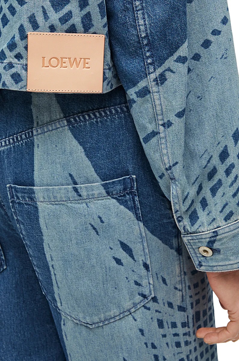 Loewe Cropped Hooded Jacket In Denim In Blue