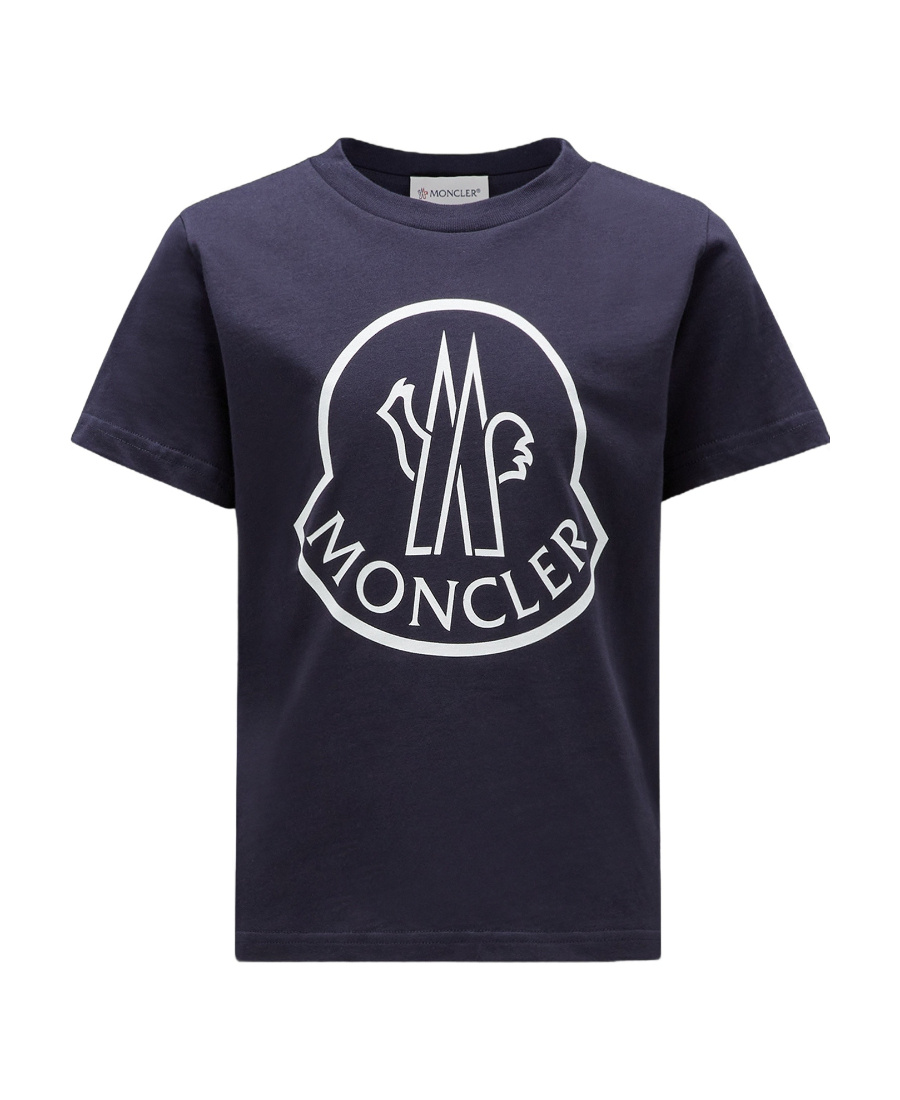 Moncler Logo-print Cotton T-shirt In Blue