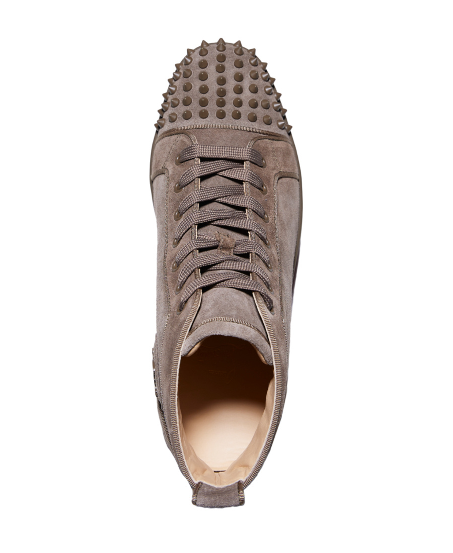 Christian Louboutin Lou Spikes Embellished Mid-top Sneakers In Gray