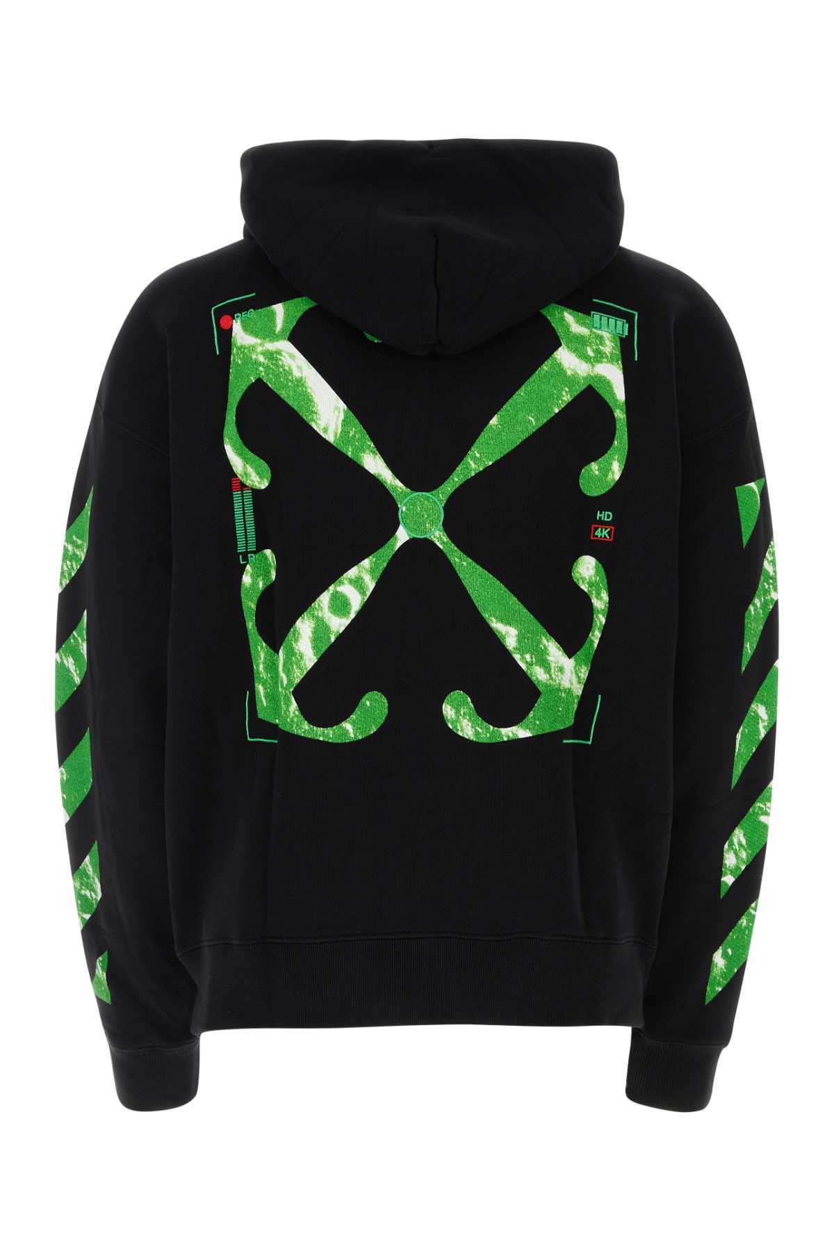 Off-white Arrows-print Zip-up Cotton Hoodie In Black