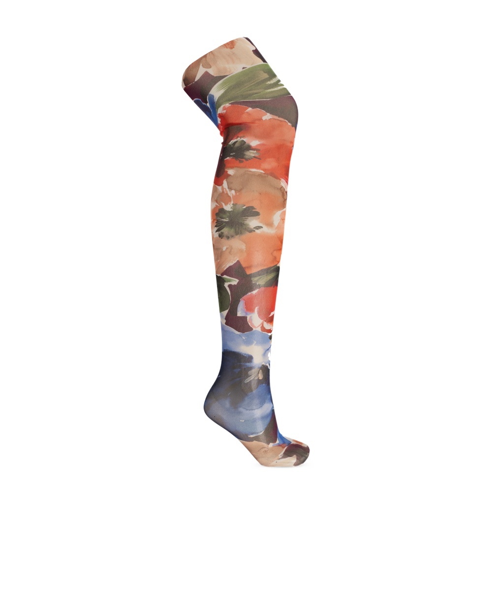 Dolce & Gabbana Floral-print Tulle Tights In Multicolor