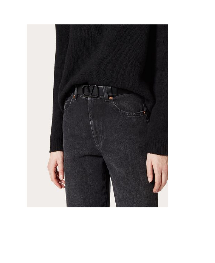 Valentino Leather Vlogo Belt In Black