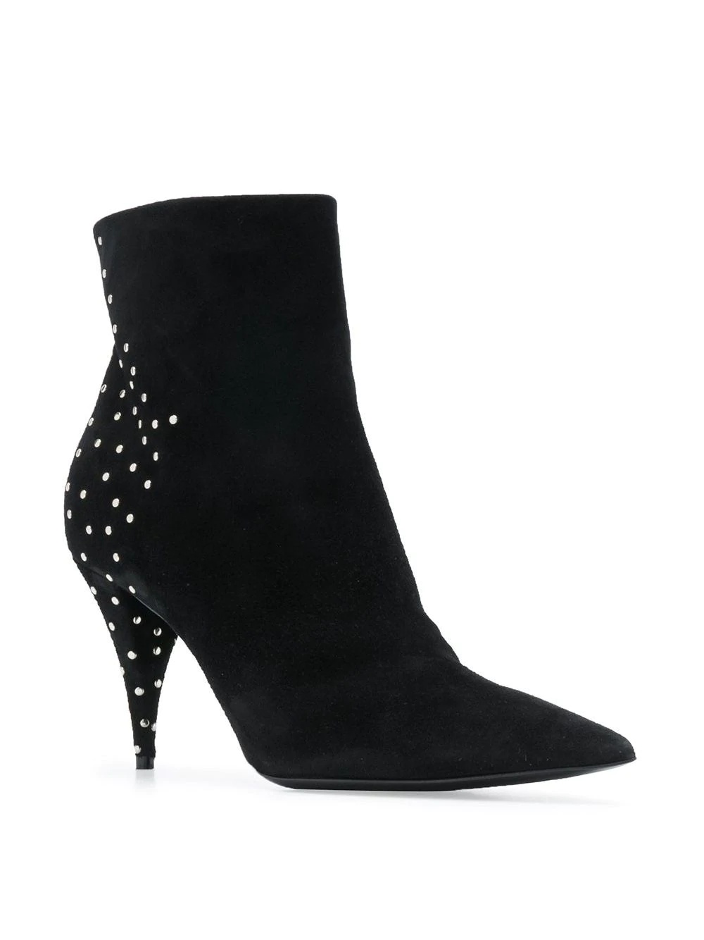 Saint Laurent Kiki Zip Stud Booties In Black
