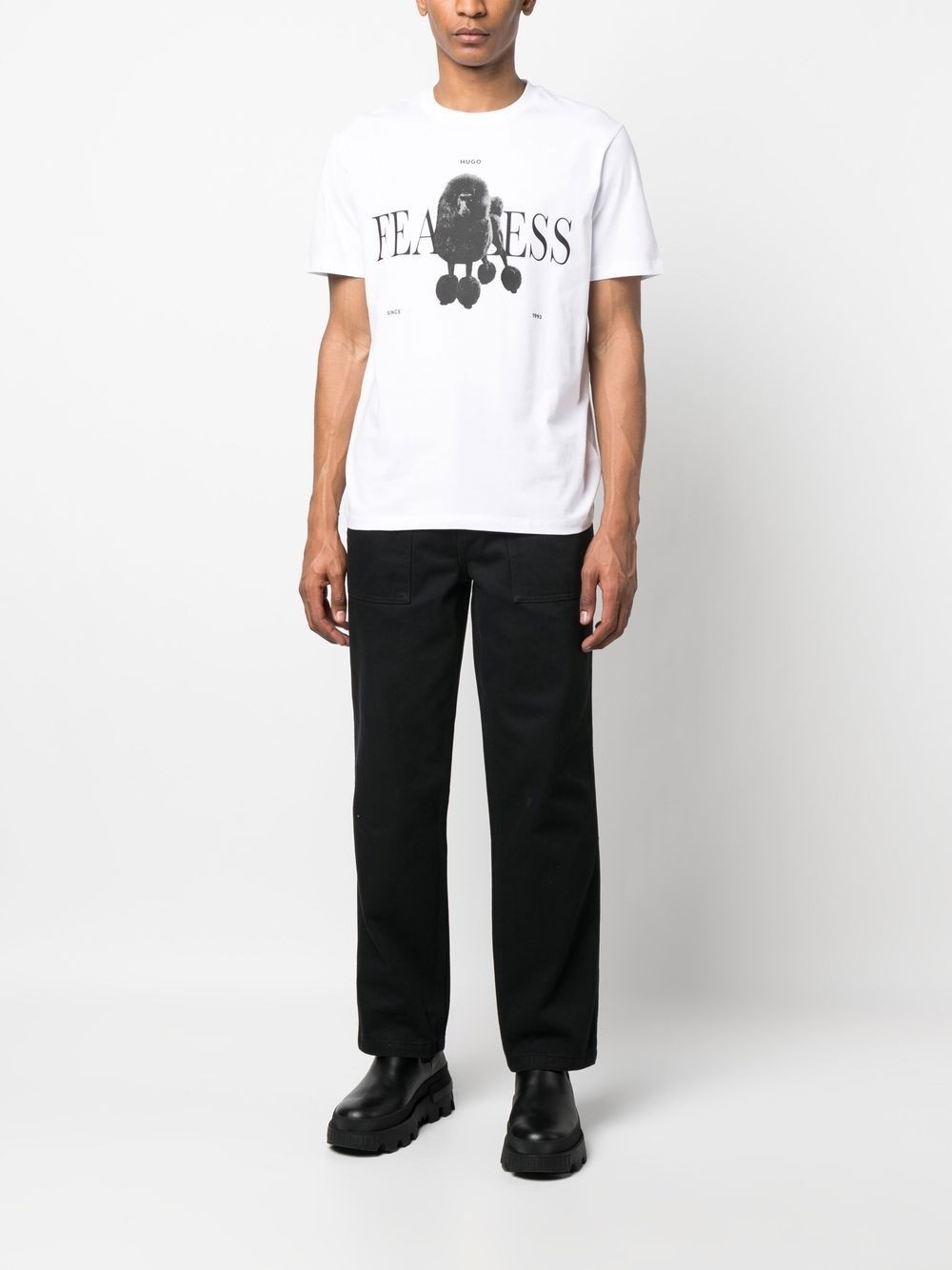 Hugo Boss Slogan-print Short-sleeve T-shirt In White