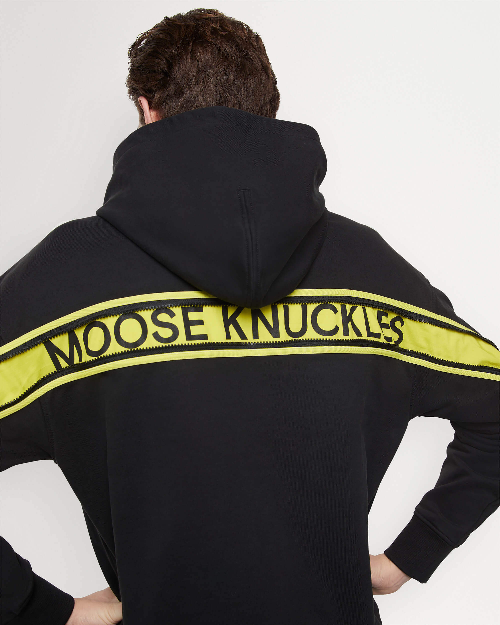Moose Knuckles Deschamps Zipped-logo Hoodie In Black