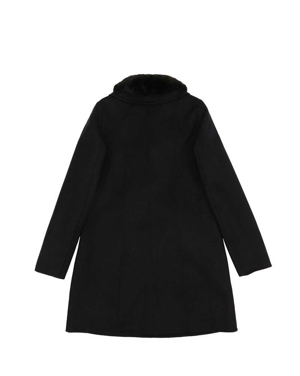 Max Mara Fur Collar Coat In Black