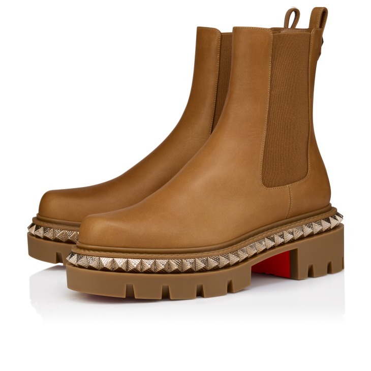 Christian Louboutin Round-toed Ankle Boots In Brown