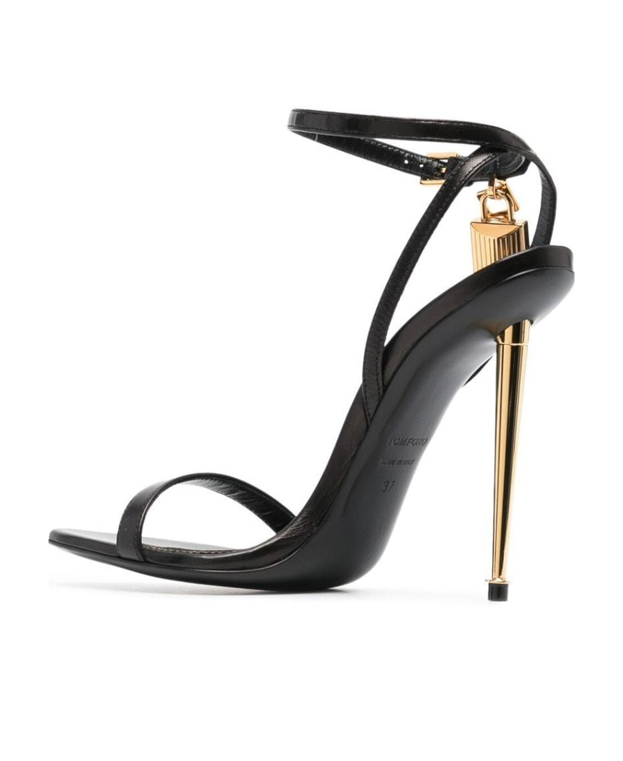 Tom Ford Padlock 85 Naked Pointy Sandals In Calf Leather In Black