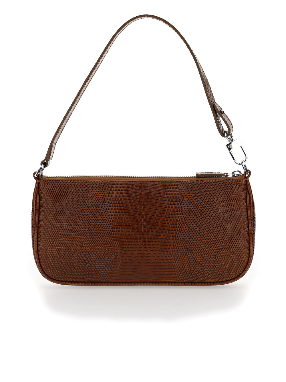 By Far Tan Lizard Rachel Shoulder Bag In Brown