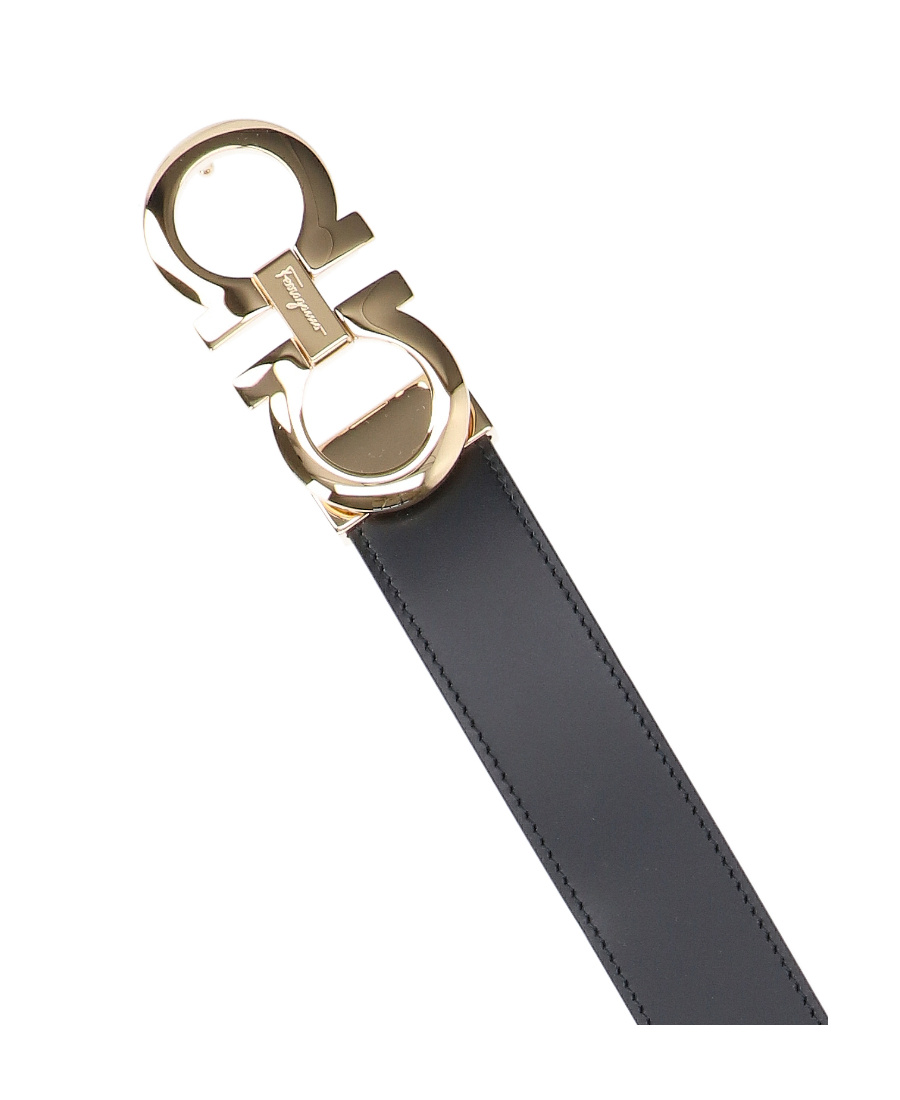 Ferragamo Double Gancio Buckle Belt In Black
